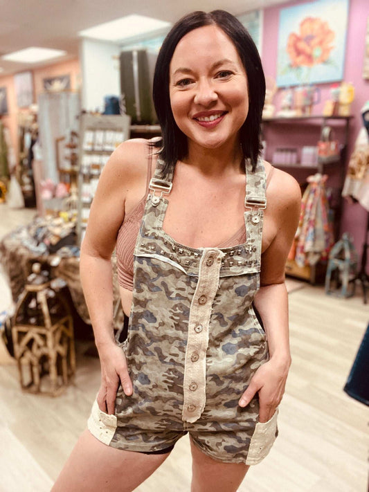 Epic Shabby Camo Romper - Roaming Gypsy Boutique