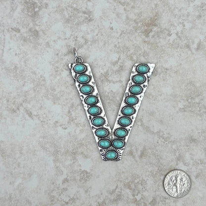 Western Faux Turquoise Initial Pendant