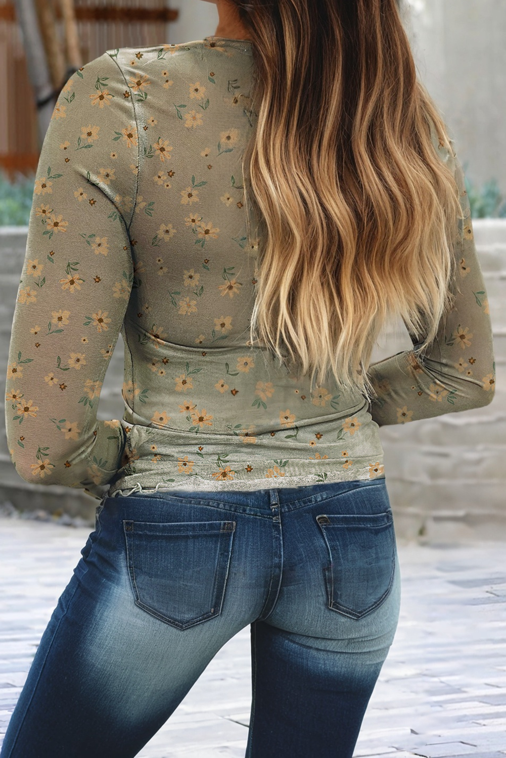 Vintage Southern Floral Mesh Top