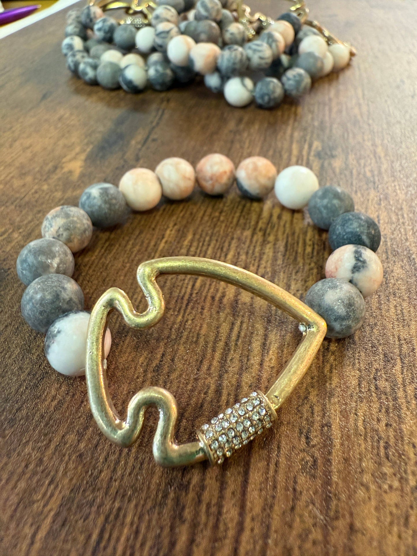 Bling Arrowhead Chunky Stone Stretch Bracelet