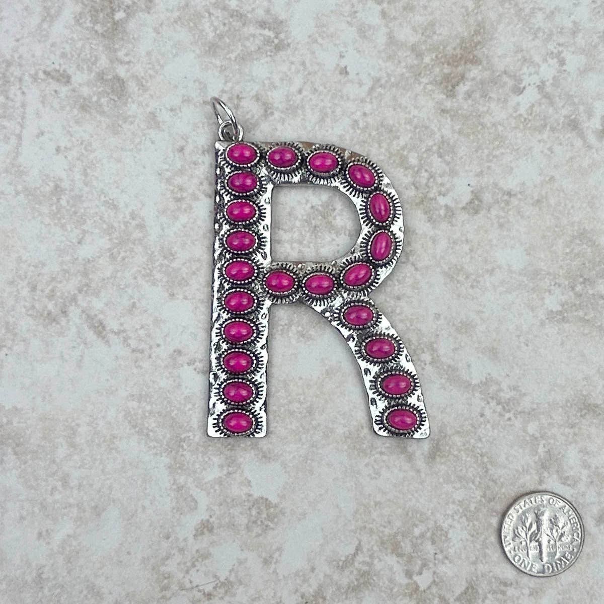 Western Faux Turquoise Initial Pendant