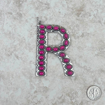 Western Faux Turquoise Initial Pendant