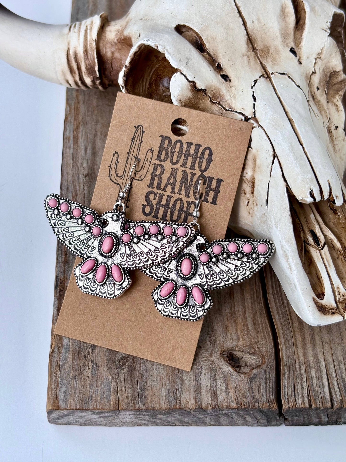 Western Thunderbird with Stone Drop Earrings
