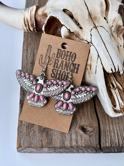 Western Thunderbird with Stone Drop Earrings