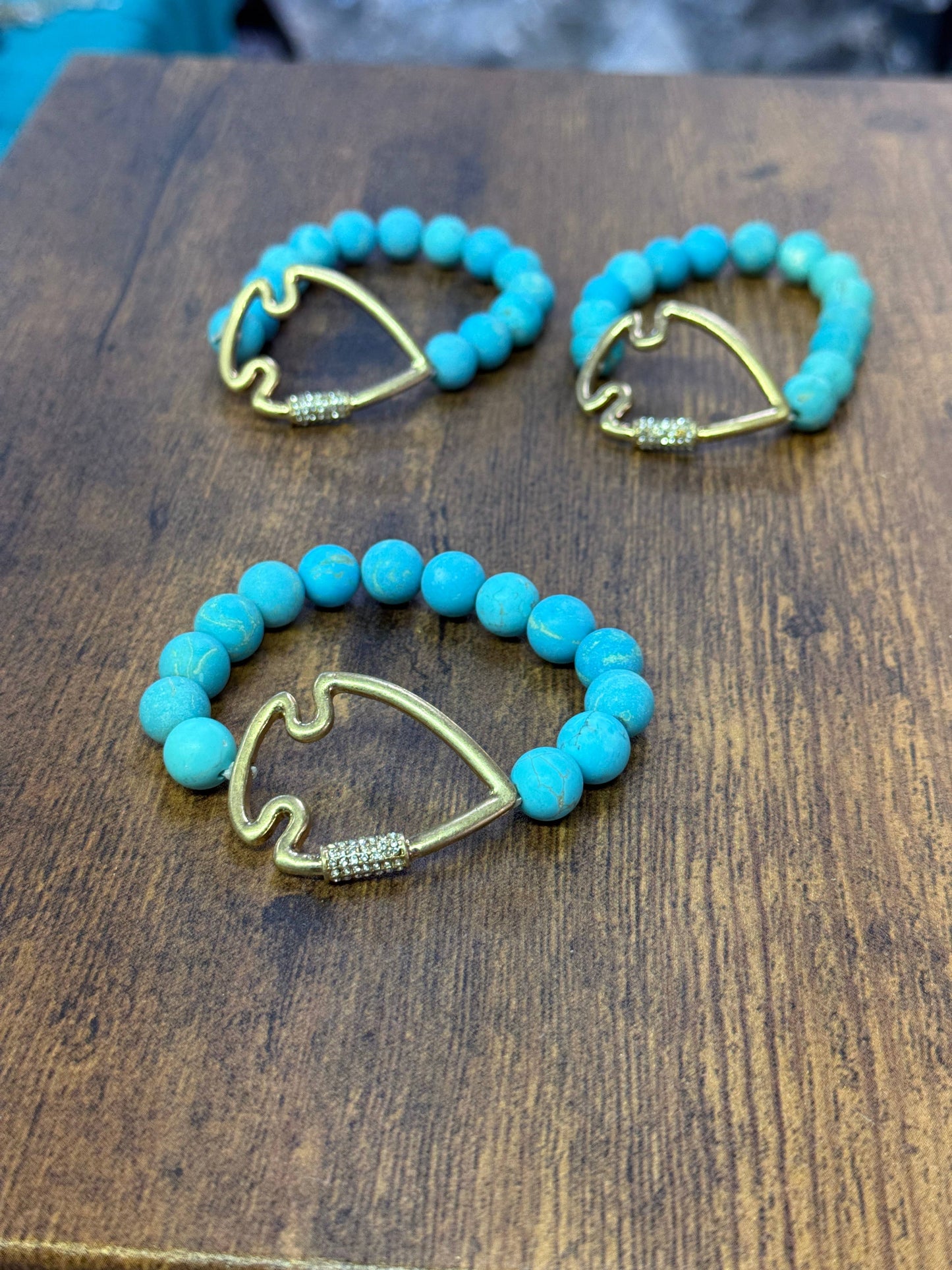 Bling Arrowhead Chunky Stone Stretch Bracelet