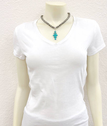 16" 8mm Western Bead Turquoise Necklace