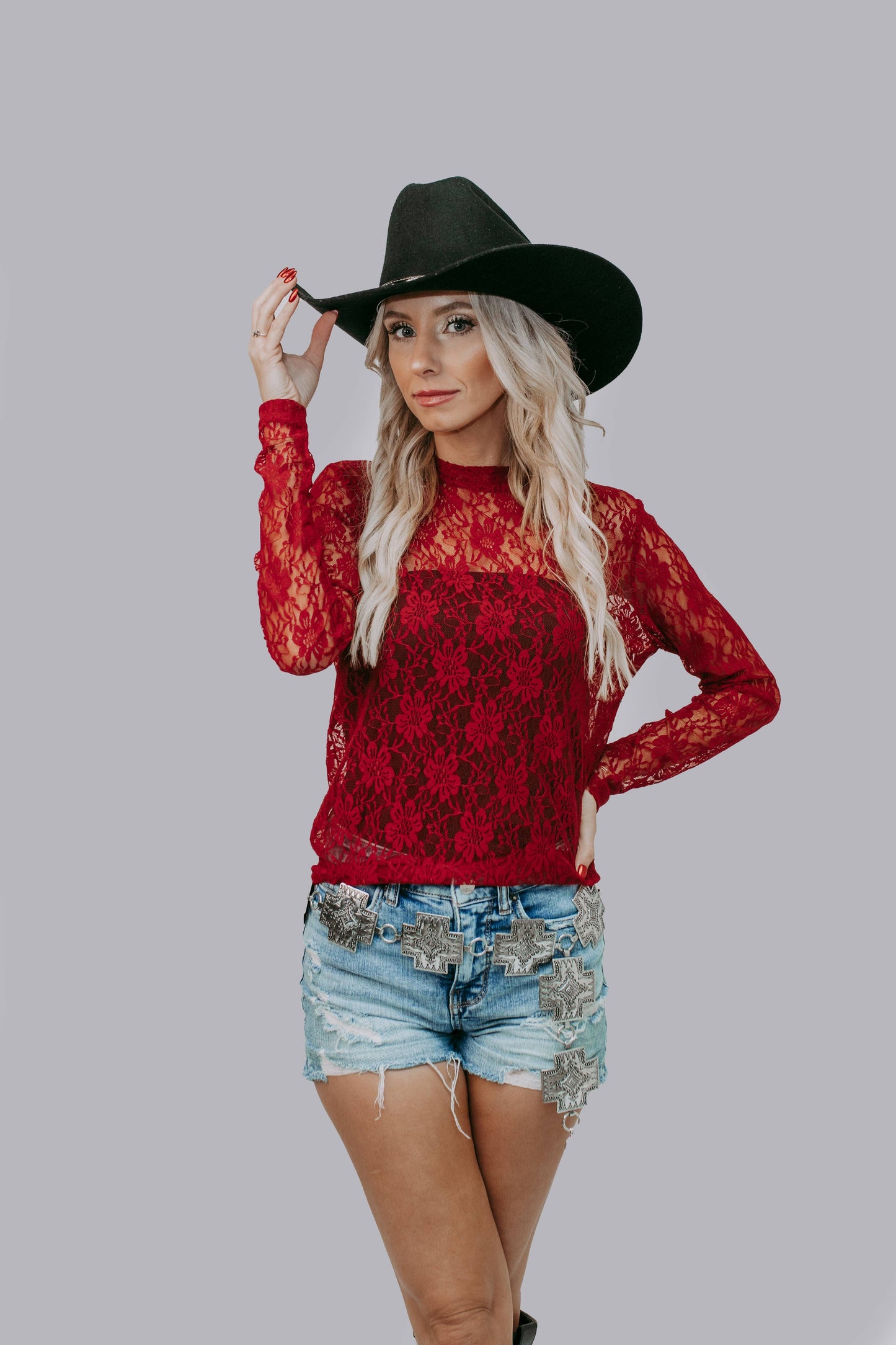 KC Red Lace Lover Top