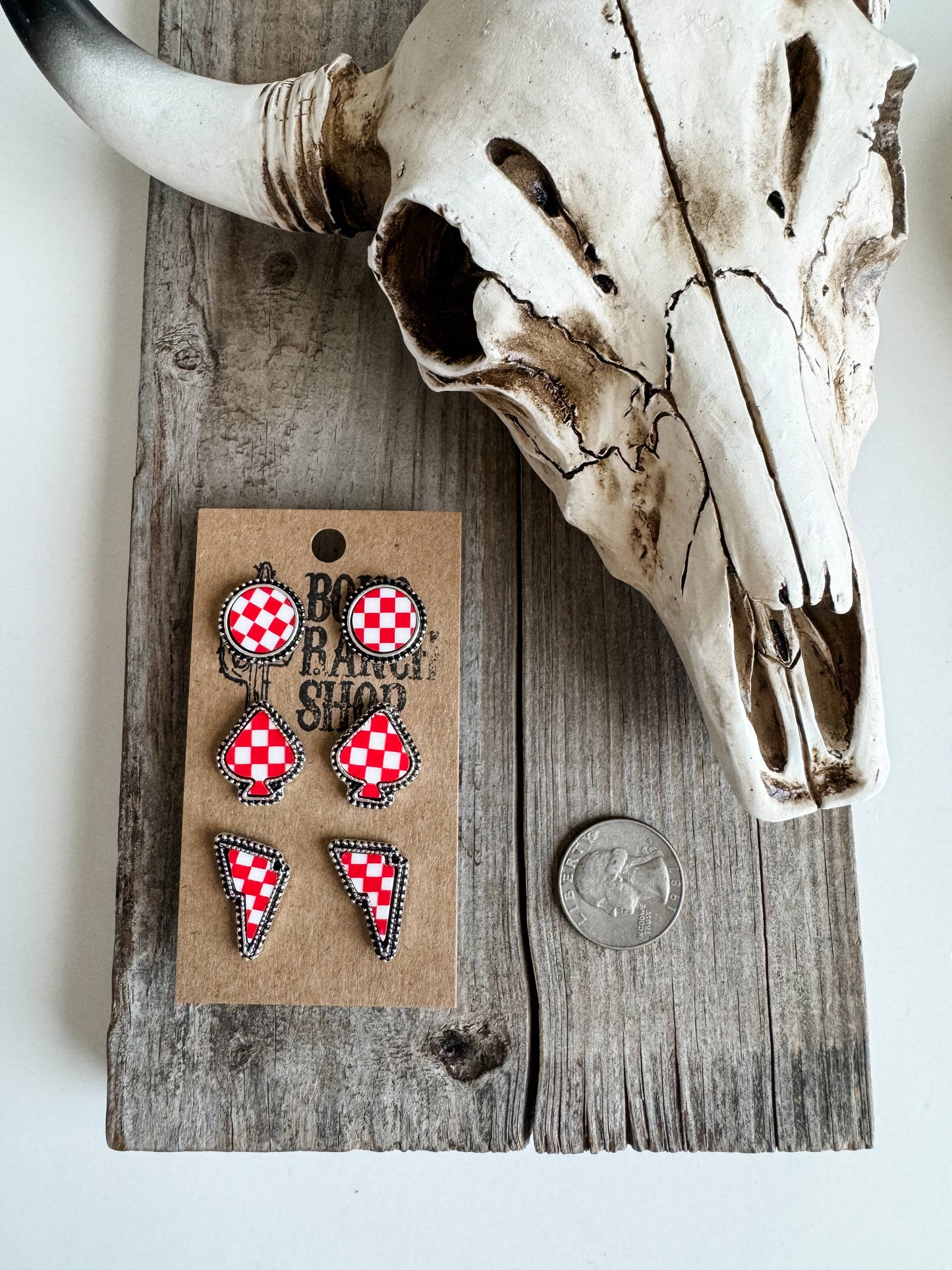 Checker Post Combo Earring Sets