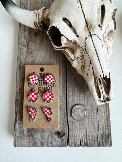 Checker Post Combo Earring Sets