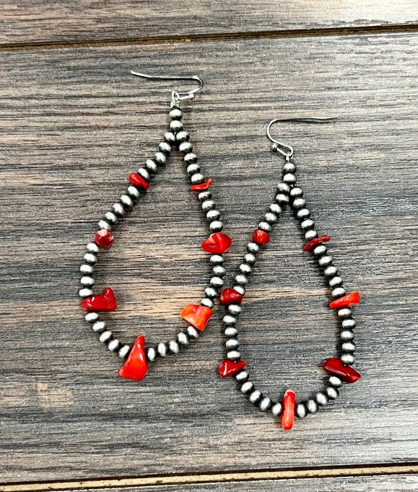 Red Chippy Coral Earrings