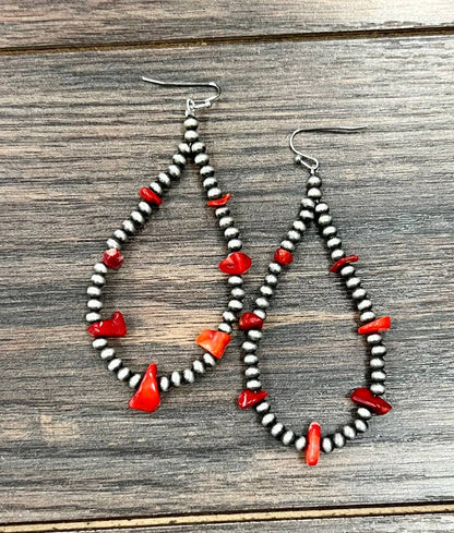Red Chippy Coral Earrings