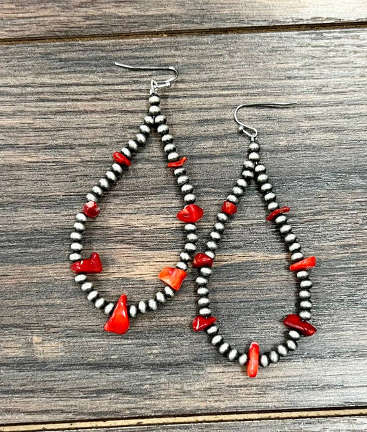 Red Chippy Coral Earrings