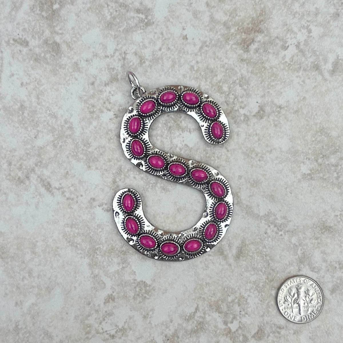 Western Faux Turquoise Initial Pendant