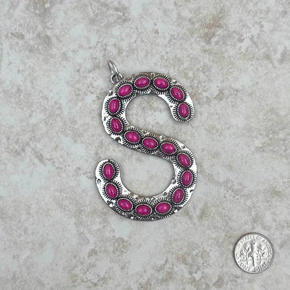 Western Faux Turquoise Initial Pendant