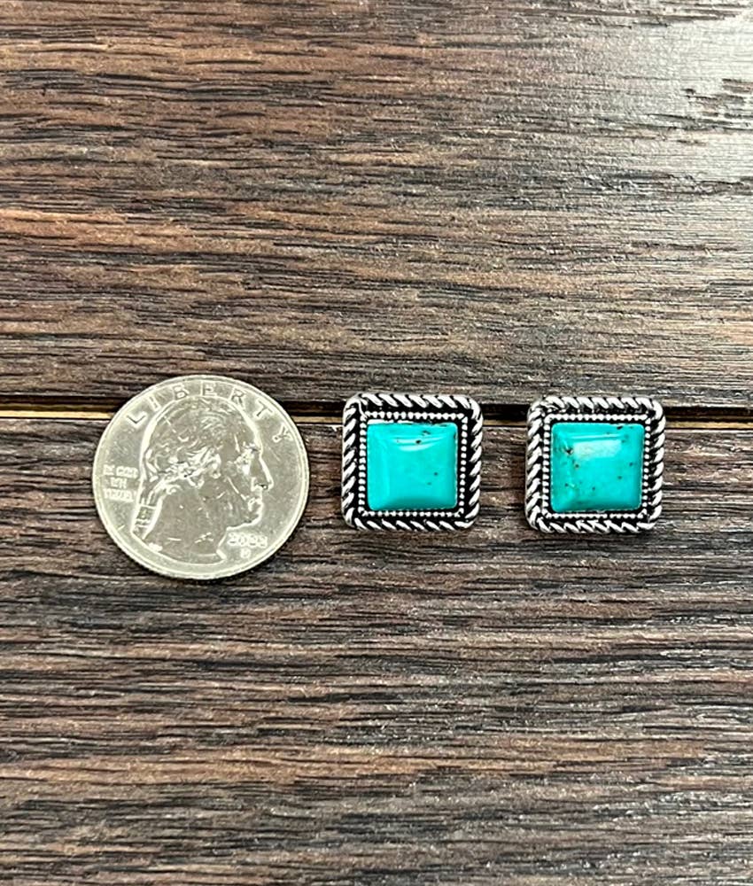 10mm Square Turquoise Stud Earrings