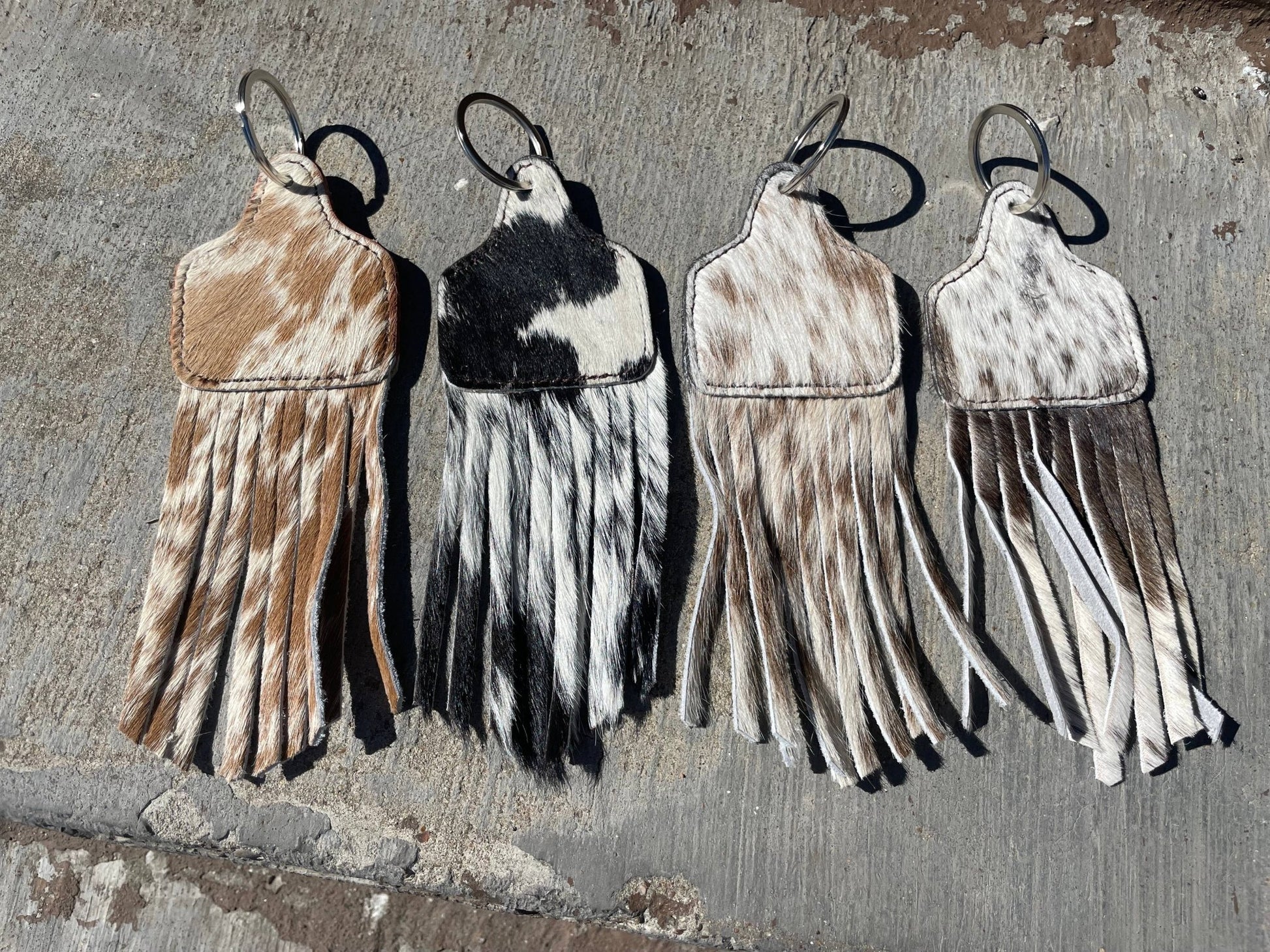 Fringe Cowtag Cowhide Keychain - Roaming Gypsy Boutique