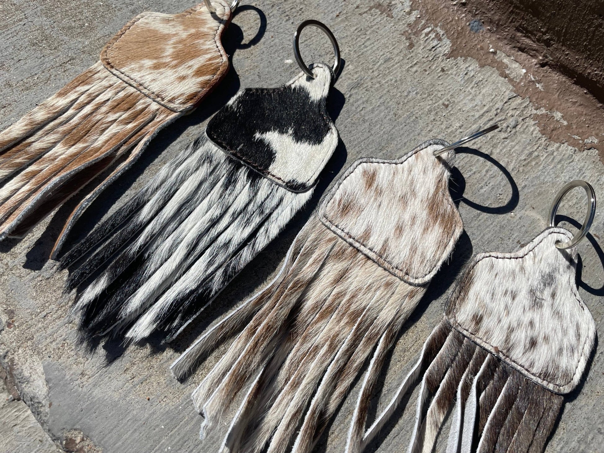 Fringe Cowtag Cowhide Keychain - Roaming Gypsy Boutique