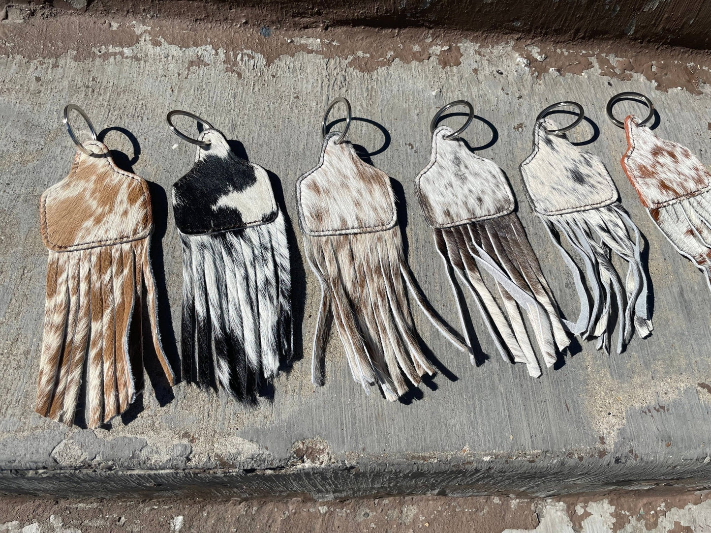 Fringe Cowtag Cowhide Keychain - Roaming Gypsy Boutique
