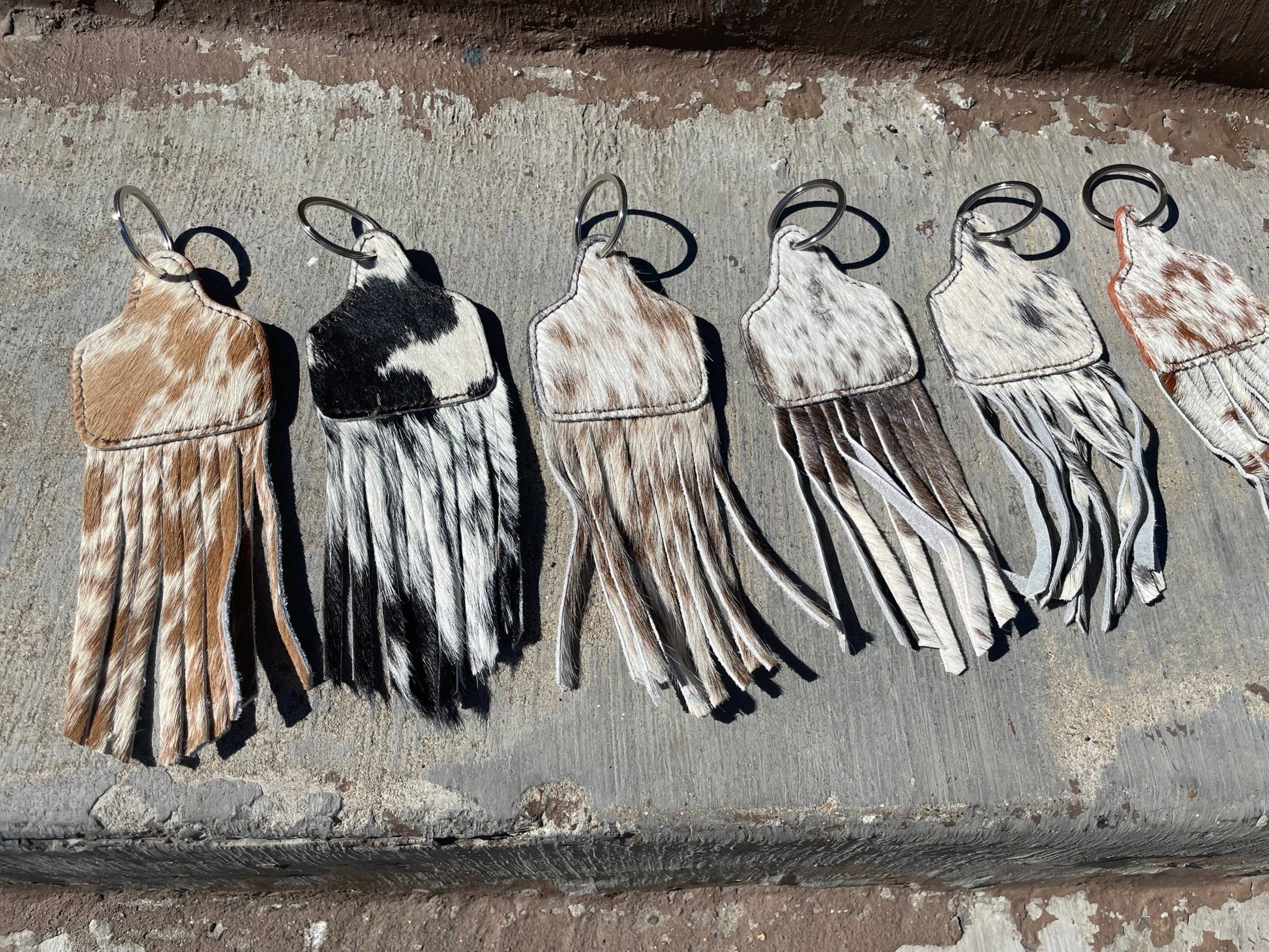 Fringe Cowtag Cowhide Keychain - Roaming Gypsy Boutique