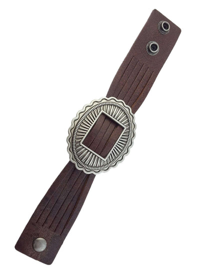 Genuine Leather Cuff with Sliding Concho - Roaming Gypsy Boutique