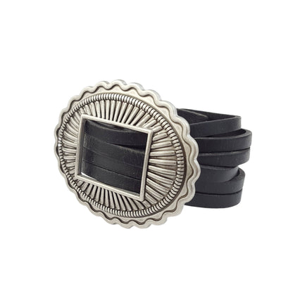 Genuine Leather Cuff with Sliding Concho - Roaming Gypsy Boutique