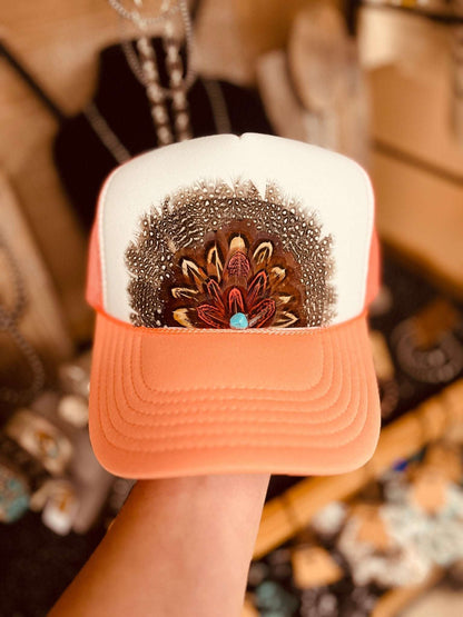 Gypsy Custom Feather Trucker Hat - Roaming Gypsy Boutique