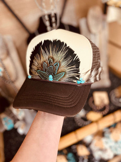 Gypsy Custom Feather Trucker Hat - Roaming Gypsy Boutique