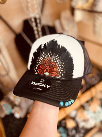 Gypsy Custom Feather Trucker Hat - Roaming Gypsy Boutique