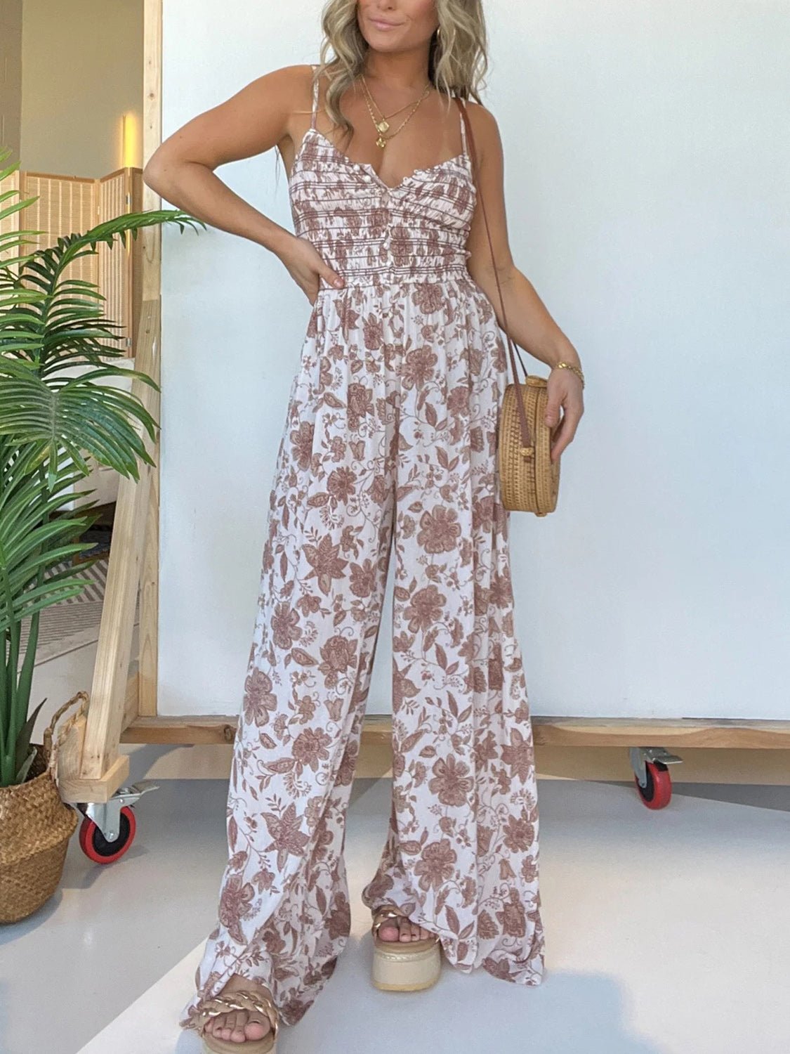 Halsey Boho Floral Jumpsuit - Roaming Gypsy Boutique