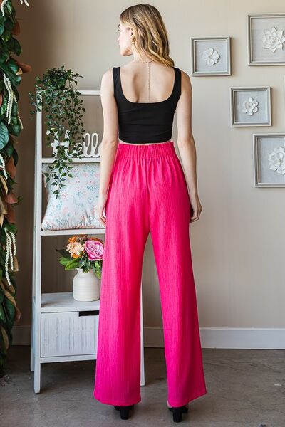 Heimish Full Size Front Tie Pants with Paperbag Waistband Plus Size - Roaming Gypsy Boutique