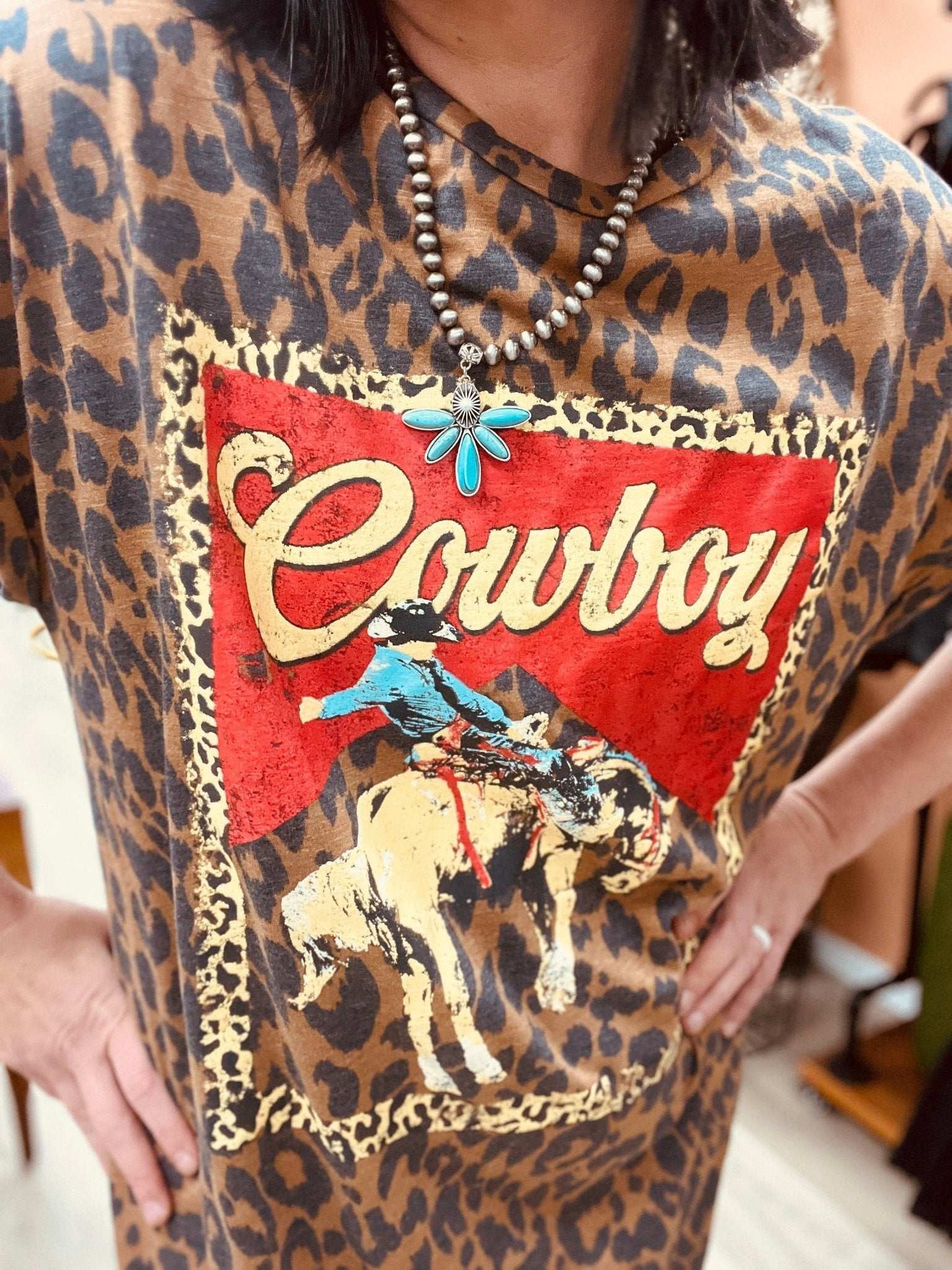 Hella Cowboy Leopard Maxi Dress - Roaming Gypsy Boutique
