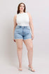 Judy Blue Full Size Tummy Control Raw Hem Denim Shorts Plus Size - Roaming Gypsy Boutique