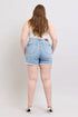 Judy Blue Full Size Tummy Control Raw Hem Denim Shorts Plus Size - Roaming Gypsy Boutique