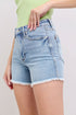 Judy Blue Full Size Tummy Control Raw Hem Denim Shorts Plus Size - Roaming Gypsy Boutique