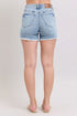 Judy Blue Full Size Tummy Control Raw Hem Denim Shorts Plus Size - Roaming Gypsy Boutique