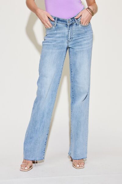 Judy Blue Full Size V Front Waistband Straight Jeans - Roaming Gypsy Boutique