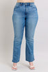 Judy Blue HW Tummy Control Vintage Wash Side Slit Slim Boot Jeans - Roaming Gypsy Boutique