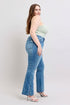 Judy Blue HW Tummy Control Vintage Wash Side Slit Slim Boot Jeans - Roaming Gypsy Boutique