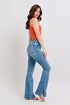 Judy Blue HW Tummy Control Vintage Wash Side Slit Slim Boot Jeans - Roaming Gypsy Boutique