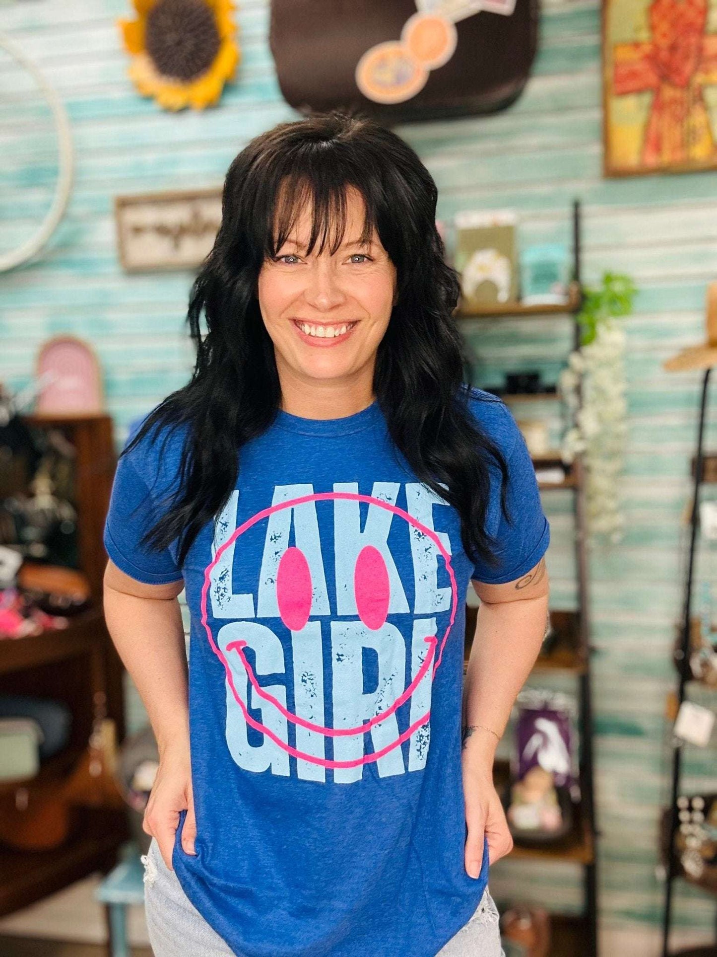 Lake Girl Smiley Electric Tee - Roaming Gypsy Boutique