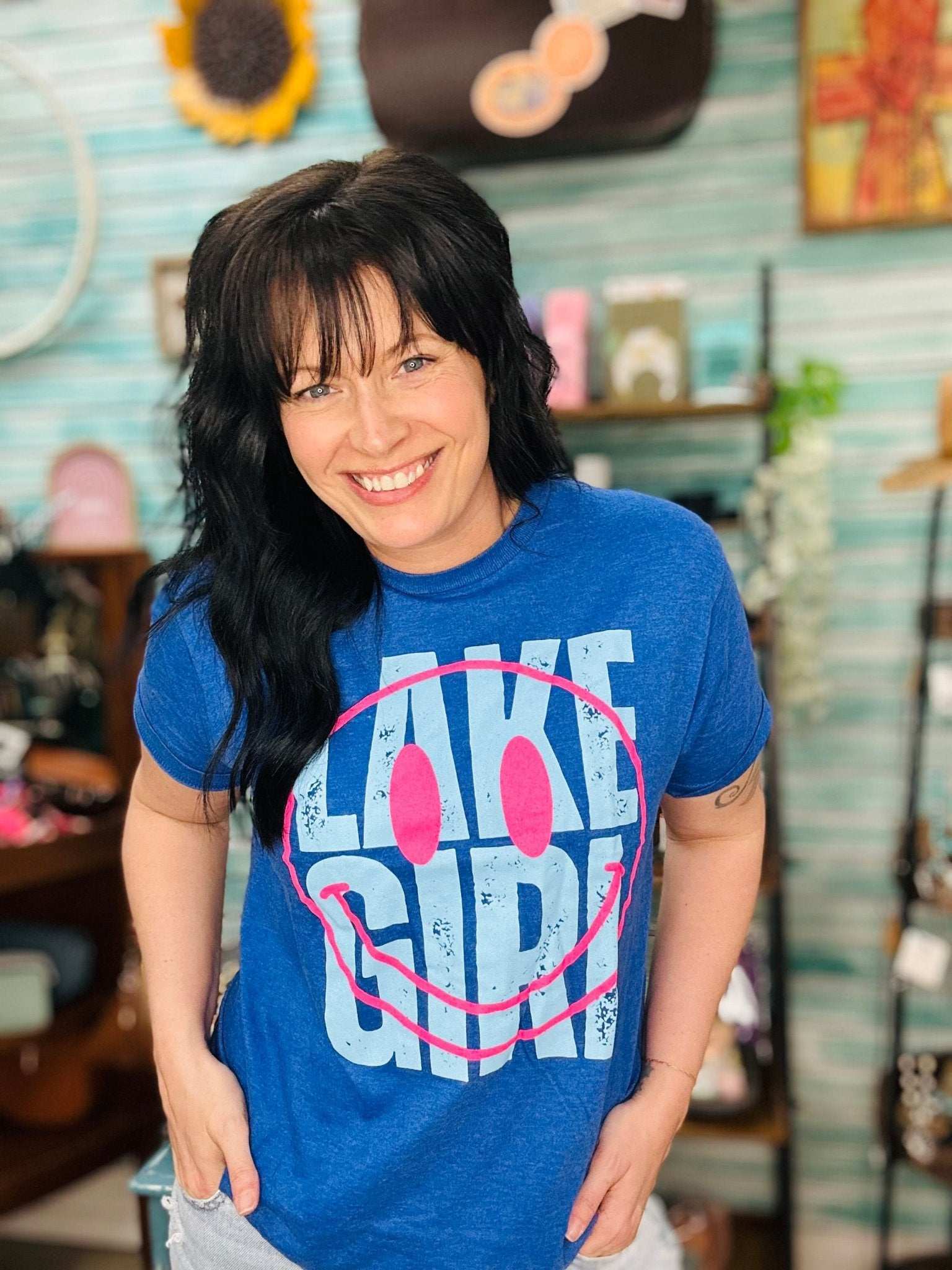 Lake Girl Smiley Electric Tee - Roaming Gypsy Boutique