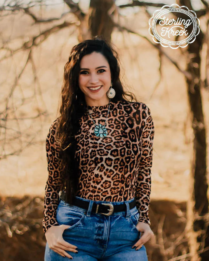leopard print mesh shirt | cheetah print mesh top