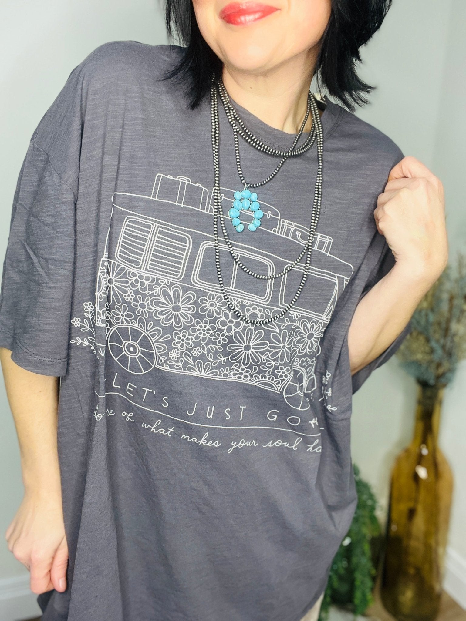 Let's Just Go Washed Natural Life Tee - Roaming Gypsy Boutique