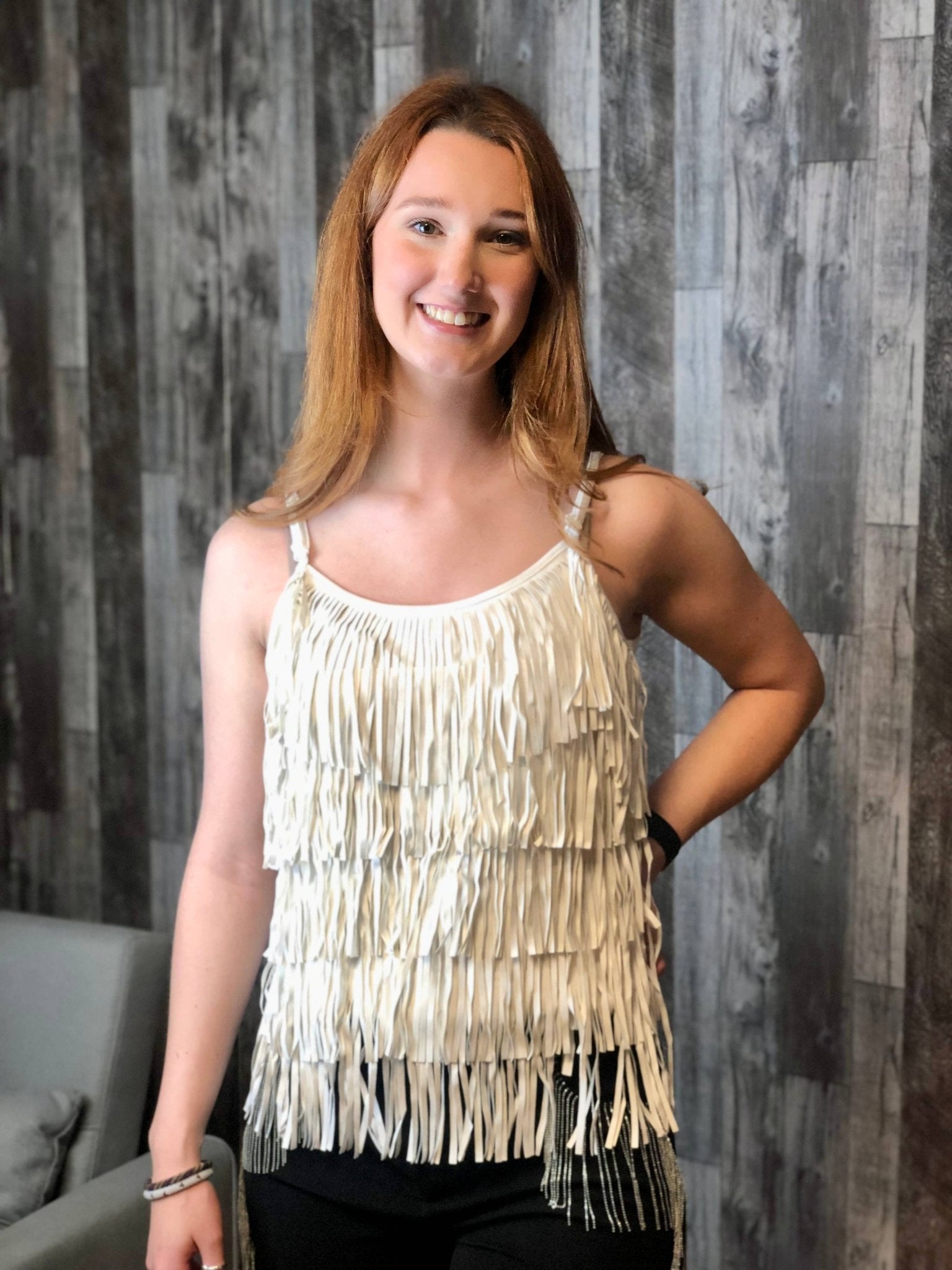 Living Edgey Fringe Tank - White - Roaming Gypsy Boutique