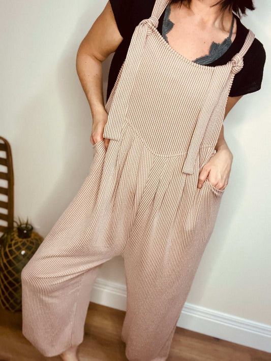 Lovelet Knotted Strap Overalls with Pockets - Roaming Gypsy Boutique