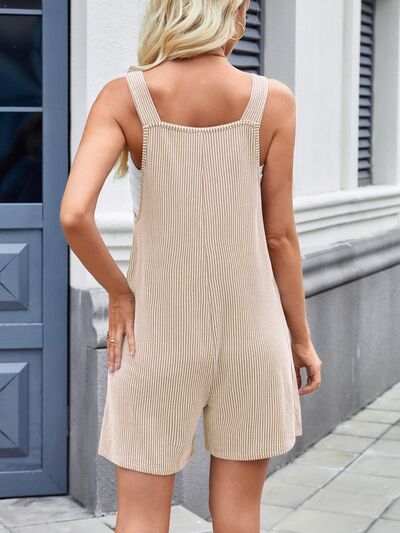 Lovelet Knotted Wide Strap Scoop Neck Overalls - Roaming Gypsy Boutique