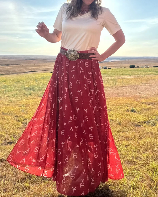 Red western skirt 