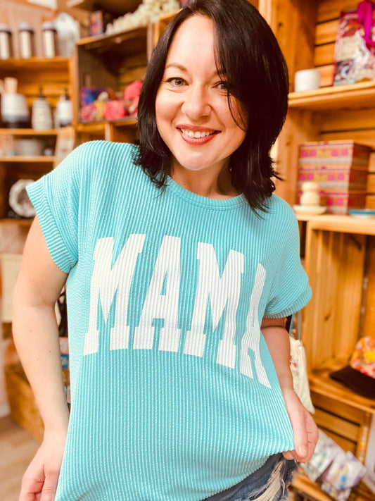 Minty MAMA Ribbed Top - Roaming Gypsy Boutique