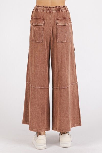 Mittoshop French Terry Cargo Wide Leg Pants - Roaming Gypsy Boutique