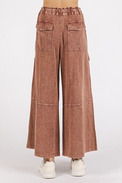 Mittoshop French Terry Cargo Wide Leg Pants - Roaming Gypsy Boutique